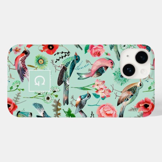  groen bloemvogelbotanisch patroon Case-Mate iPhone case (Achterkant (horizontaal))