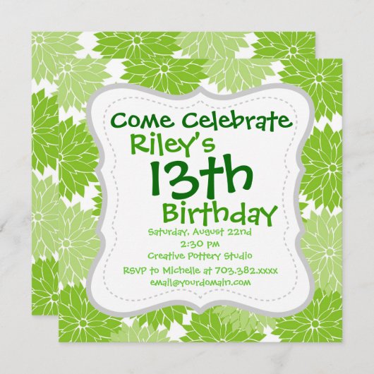  groen bloesem kaart (Voorkant / Achterkant)