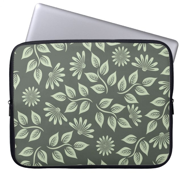 Groen blokpatroon laptop sleeve (Voorkant)
