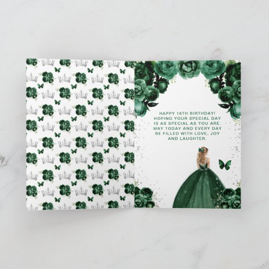 Groen Blond Haar Meisje Sweet Sixteen Birthday Kaart (Binnen)