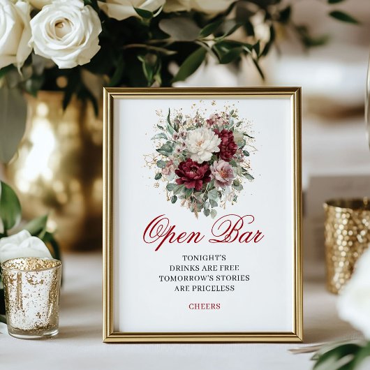 Groen Blozend Bourgondië Open Bar Tafelkaart Poster