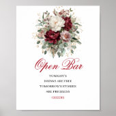 Groen Blozend Bourgondië Open Bar Tafelkaart Poster (Voorkant)
