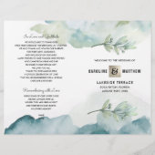 Groen Blue Berry Branch Waterverf Wedding Programm (Voorkant)