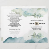 Groen Blue Berry Branch Waterverf Wedding Programm (Voorkant / Achterkant)