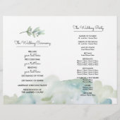 Groen Blue Berry Branch Waterverf Wedding Programm (Achterkant)