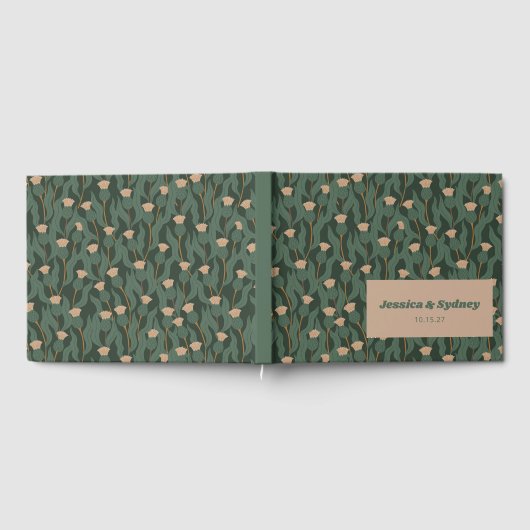 Groen Blush Bloemen Boho Bruiloft Custom Gastenboek (Volledig)