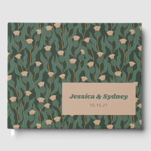  Groen Blush Bloemen Boho Bruiloft Custom Gastenboek