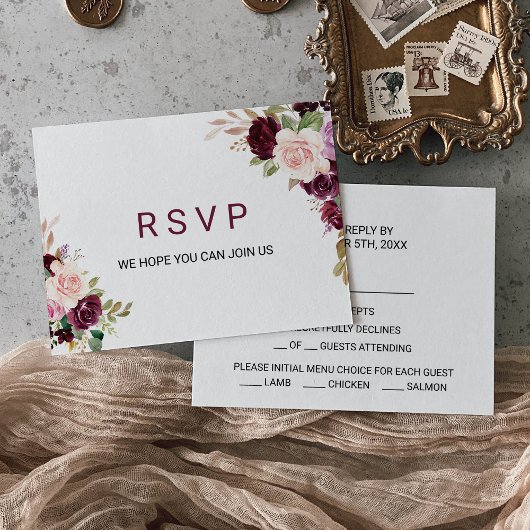 Groen Blush Bourgondië Bloemen Menu Keuze