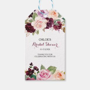 Groen Blush Bourgondië Bloemen Vrijgezellenfeest Cadeaulabel