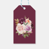 Groen Blush Bourgondië Bloemen Vrijgezellenfeest Cadeaulabel (Achterkant)