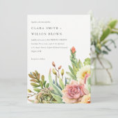 GROEN BLUSH DESERT SUCCULENT CACTI FOLIAGE WEDDING KAART (Staand voorkant)