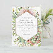 GROEN BLUSH DESERT SUCCULENT CACTI FOLIAGE WEDDING KAART (Staand voorkant)
