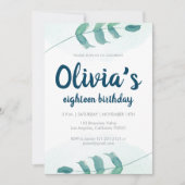 Groen Blush leaf Botanische Waterverf verjaardag Kaart (Voorkant)