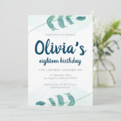 Groen Blush leaf Botanische Waterverf verjaardag Kaart (Staand voorkant)