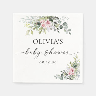 Groen Blush Roze Baby shower Papier Servet