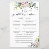 Groen Blush Roze Baby shower Voorspellingen Kaart (Voorkant)