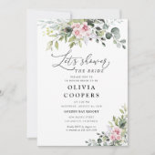 Groen Blush Roze Bruids Douche Uitnodiging (Voorkant)