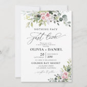 groen blush roze bruiloft ceremonie uitnodiging (Voorkant)