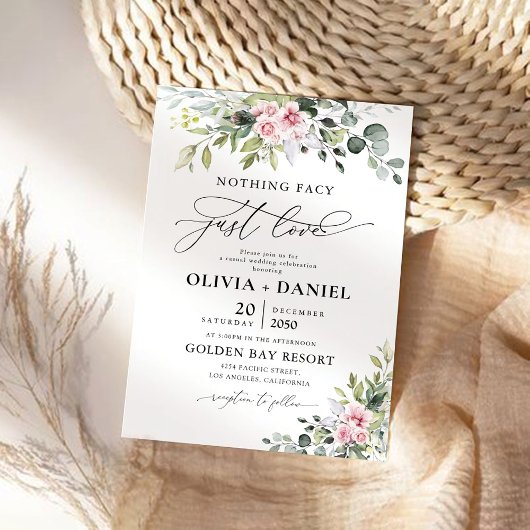 groen blush roze bruiloft ceremonie uitnodiging
