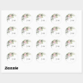 Groen Blush Roze Bruiloft Classic Ronde Sticker (Vel)