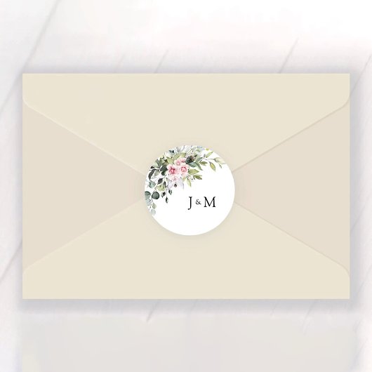 Groen Blush Roze Bruiloft Classic Ronde Sticker