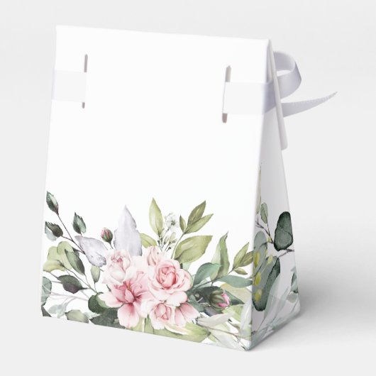 Groen Blush Roze Bruiloft Favor Box Bedankdoosjes (Achterkant)