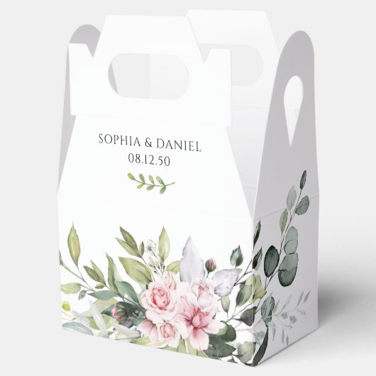 Groen Blush Roze Bruiloft Favor Box Bedankdoosjes (Geopend)