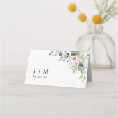 groen blush roze bruiloft gevouwen plaats kaarten plaatskaartje (Achterkant)