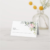 groen blush roze bruiloft gevouwen plaats kaarten plaatskaartje (Voorkant)