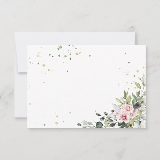 Groen Blush Roze Bruiloft RSVP Kaart (Achterkant)