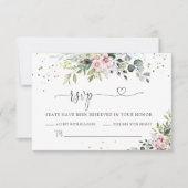 Groen Blush Roze Bruiloft RSVP Kaart (Voorkant)