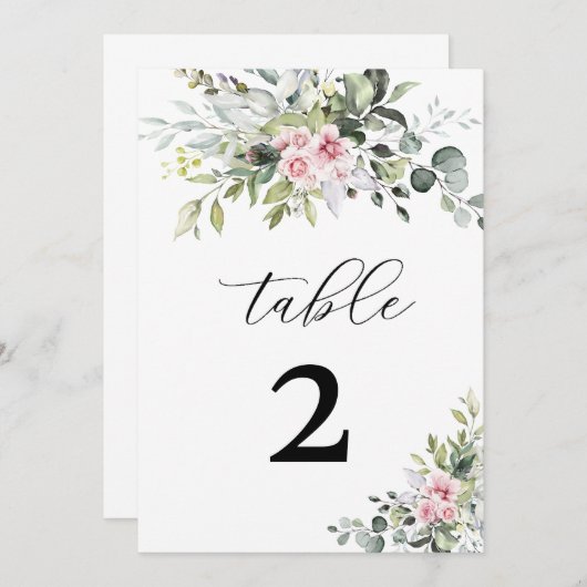 groen blush roze bruiloft tafel nummer (Voorkant / Achterkant)