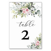 groen blush roze bruiloft tafel nummers kaart (Achterkant)