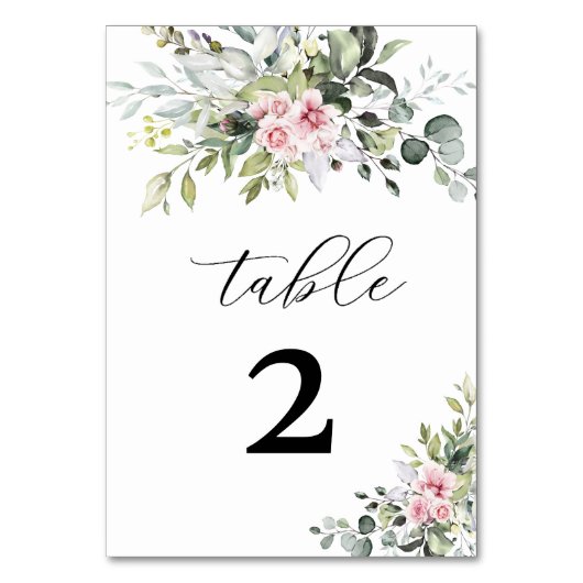 groen blush roze bruiloft tafel nummers kaart (Achterkant)