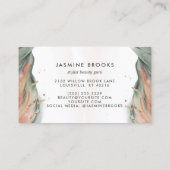 Groen Blush roze en goud elegante penseelstreek Visitekaartje (Achterkant)