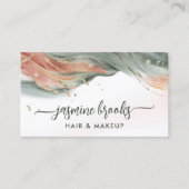 Groen Blush roze en goud elegante penseelstreek Visitekaartje (Voorkant)