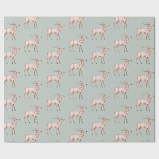 Groen blush roze hert cadeaupapier (Vlak)