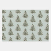 Groen Blush Roze Herten Pine Kegels Kerstbomen Inpakpapier Vel (Voorkant 3)