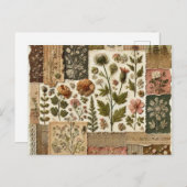 Groen Blush Roze Patchwork Bloemen Gewatteerd Ontw Briefkaart (Voorkant / Achterkant)