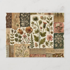 Groen Blush Roze Patchwork Bloemen Gewatteerd Ontw Briefkaart