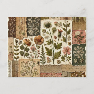 Groen Blush Roze Patchwork Bloemen Gewatteerd Ontw Briefkaart