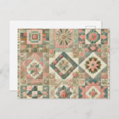 Groen Blush Roze Patchwork Bloemen Gewatteerd Ontw Briefkaart (Voorkant / Achterkant)