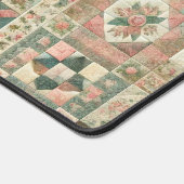 Groen Blush Roze Patchwork Bloemen Gewatteerd Ontw Bureaumat (Hoek)
