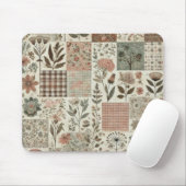 Groen Blush Roze Patchwork Bloemen Gewatteerd Ontw Muismat (Met muis)