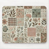 Groen Blush Roze Patchwork Bloemen Gewatteerd Ontw Muismat (Voorkant)