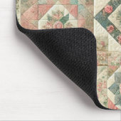Groen Blush Roze Patchwork Bloemen Gewatteerd Ontw Muismat (Hoek)