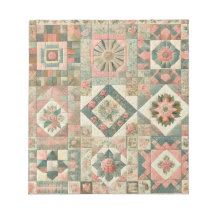 Groen Blush Roze Patchwork Bloemen Gewatteerd Ontw