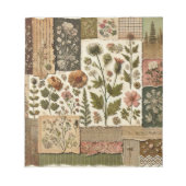 Groen Blush Roze Patchwork Bloemen Gewatteerd Ontw Notitieblok (Voorkant)