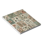 Groen Blush Roze Patchwork Bloemen Gewatteerd Ontw Notitieblok (Schuin)