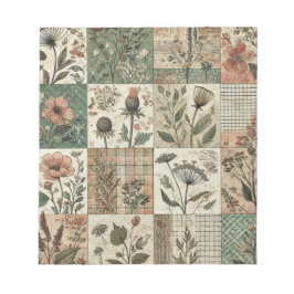 Groen Blush Roze Patchwork Bloemen Gewatteerd Ontw Notitieblok